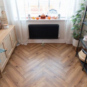 12mm Oak Robust Fumed Herringbone Laminate Flooring