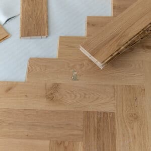 Natural Oak Brushed & Lacquered Herringbone Engineered Flooring