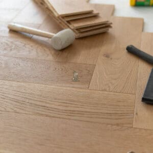 Natural Oak Brushed and Lacquered Herringbone Engineered Flooring