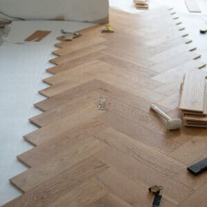 Brushed and Lacquered Oak Herringbone Engineered Flooring