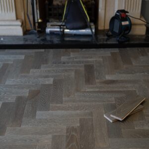 Riviera 18/4 x 90mm Grey Waxed Haze Oak Herringbone Engineered Wood Flooring