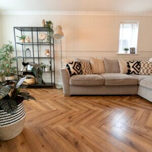 Fusion 12mm Oak Robust Fumed Herringbone Laminate Flooring