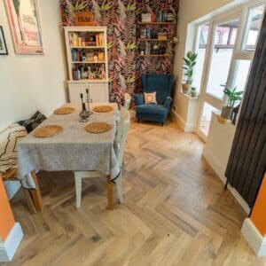 Riviera 18/5 x 90mm Cathedral Lacquered Oak Herringbone Engineered Flooring