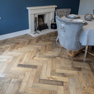 Riviera 18/5 x 90mm Worn Brushed & Hardwax Oiled Oak Herringbone Engineered Flooring