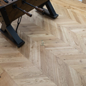 Natural Oak Brushed & Lacquered Chevron Flooring