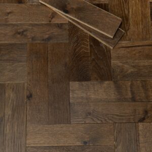 Riviera 14/3 x 90mm Smoky Brushed Oak Herringbone Engineered Wood Flooring