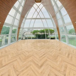 Flair 12mm Shortbread Oak Herringbone Laminate Flooring