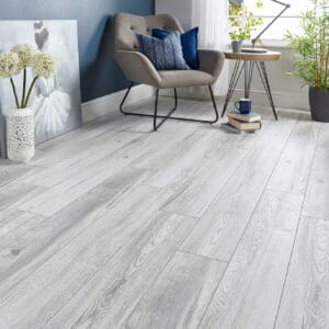 Vortex Girona Oak 12mm Laminate Flooring with grey tones and textured surface