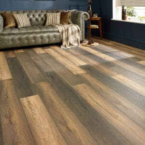 Salamanca Oak 4V Groove Laminate Flooring with a rich dark oak finish.